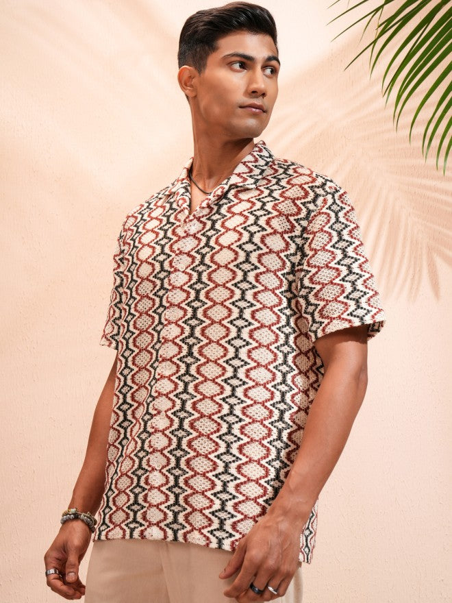 Highlander Men Multi Self Design Relaxed Fit Casual Shirt - Multi - Image 4