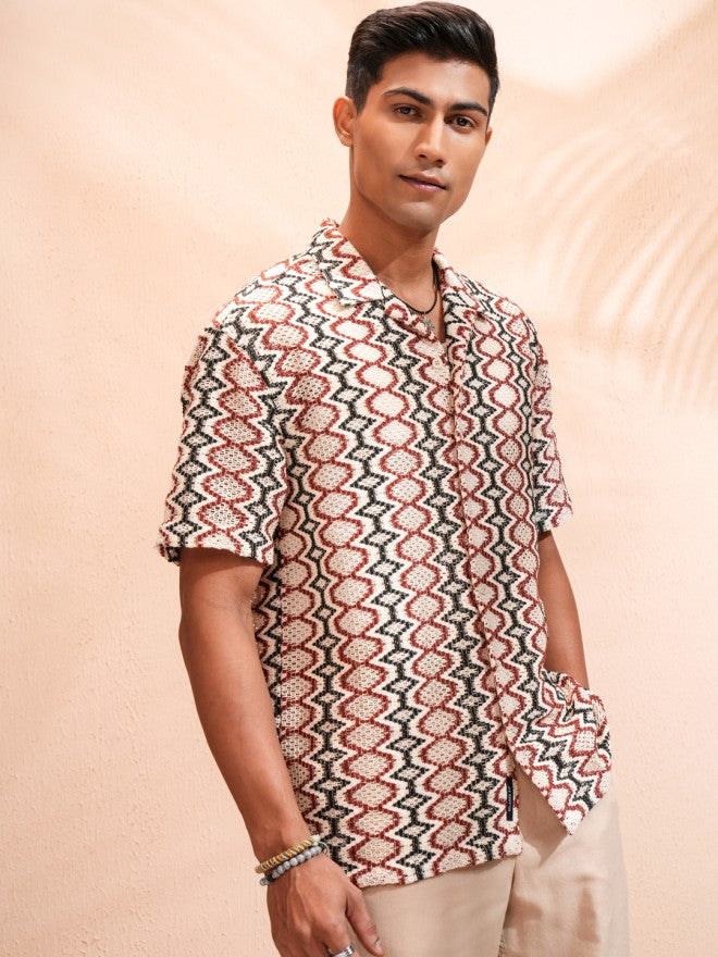 Highlander Men Multi Self Design Relaxed Fit Casual Shirt - Multi - Image 6