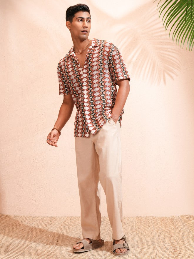 Highlander Men Multi Self Design Relaxed Fit Casual Shirt - Multi - Image 2