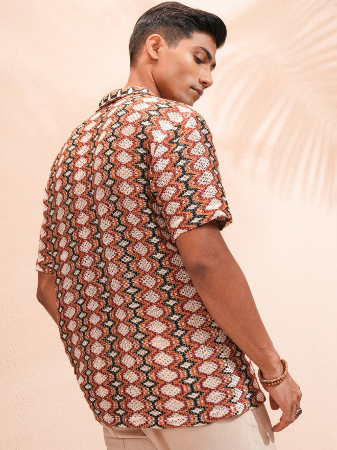Highlander Men Multi Self Design Relaxed Fit Casual Shirt - Multi - Image 3