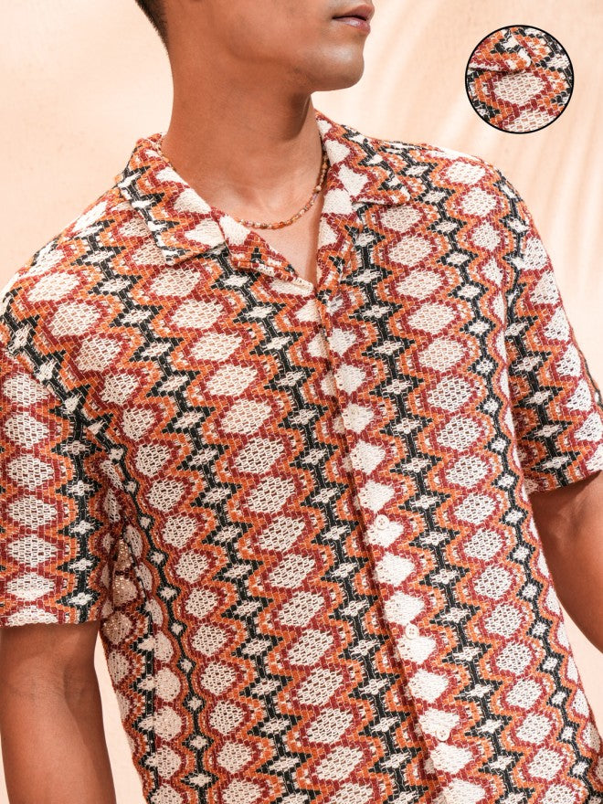 Highlander Men Multi Self Design Relaxed Fit Casual Shirt - Multi - Image 5