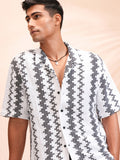 Highlander Men White Self Design Relaxed Fit Casual Shirt - White - Image 1