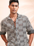 Highlander Men Black Self Design Relaxed Fit Casual Shirt - Black - Image 1