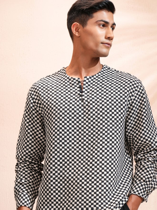 Highlander Men Black Textured Relaxed Fit Casual Shirt - Black - Image 1