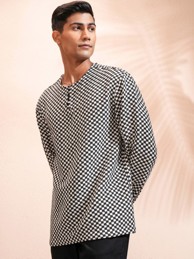 Highlander Men Black Textured Relaxed Fit Casual Shirt - Black - Image 4