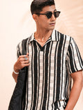 Highlander Men Black Striped Relaxed Fit Casual Shirt - Black - Image 1