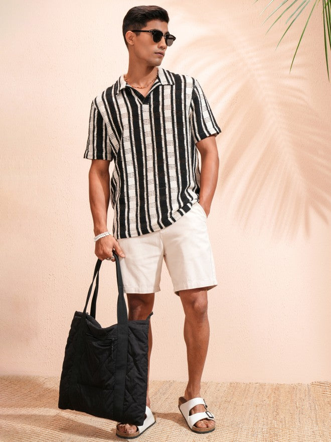 Highlander Men Black Striped Relaxed Fit Casual Shirt - Black - Image 2