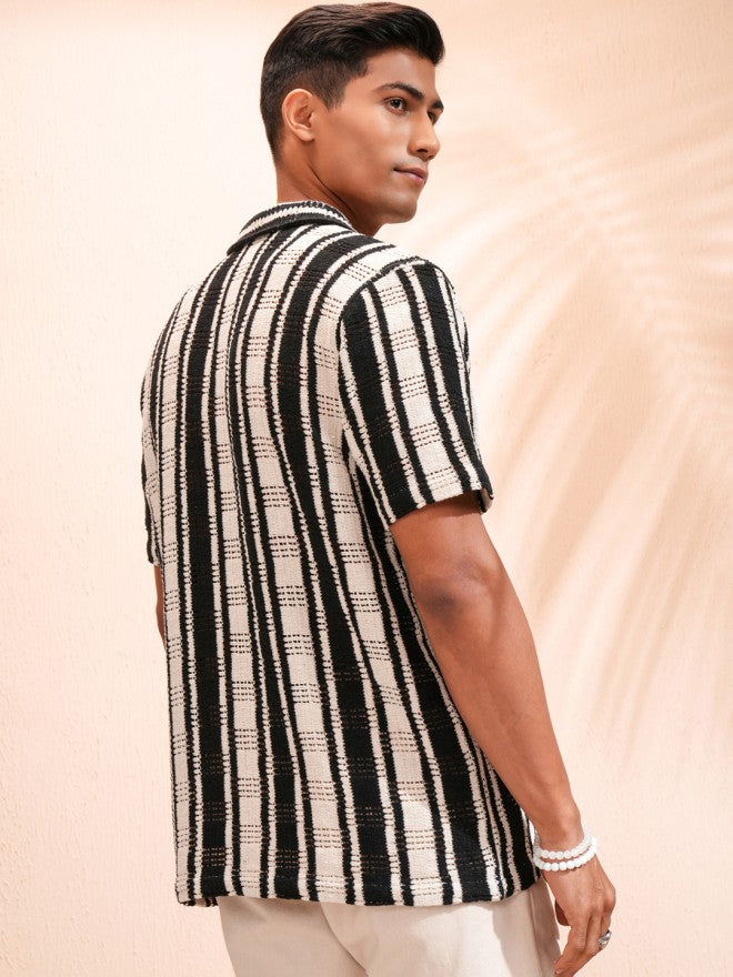 Highlander Men Black Striped Relaxed Fit Casual Shirt - Black - Image 3