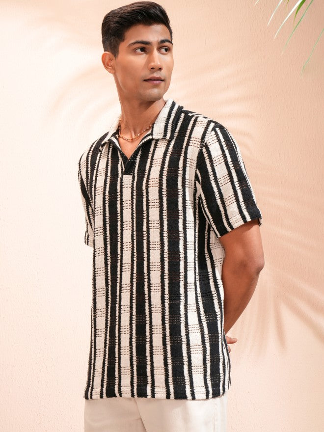 Highlander Men Black Striped Relaxed Fit Casual Shirt - Black - Image 4