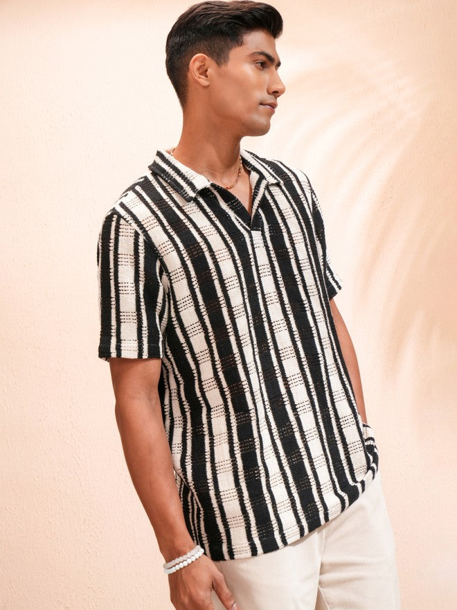 Highlander Men Black Striped Relaxed Fit Casual Shirt - Black - Image 6