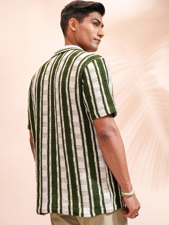 Highlander Men Beige Striped Relaxed Fit Casual Shirt - Beige - Image 3