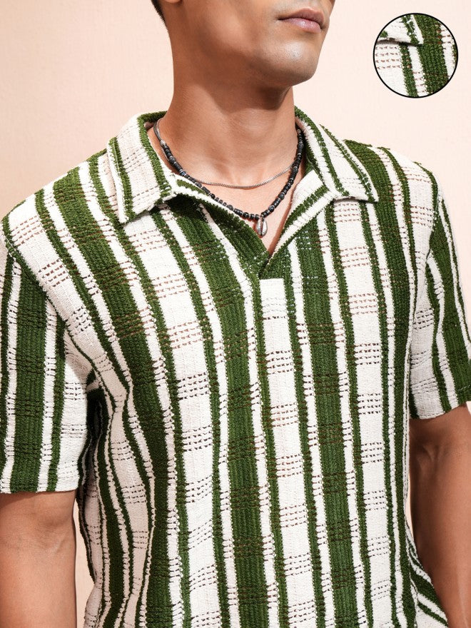 Highlander Men Beige Striped Relaxed Fit Casual Shirt - Beige - Image 5