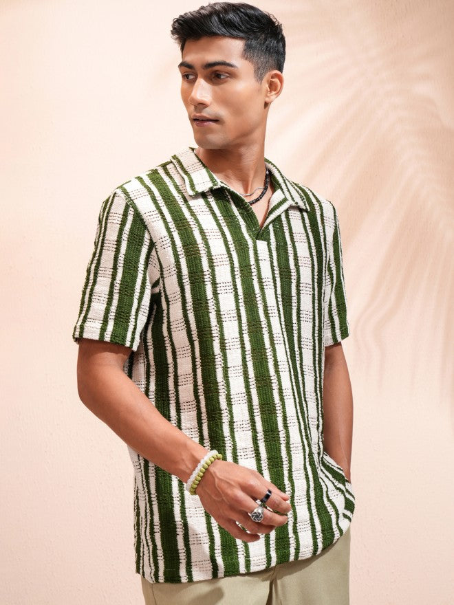 Highlander Men Beige Striped Relaxed Fit Casual Shirt - Beige - Image 6