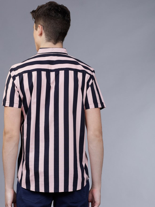 Highlander Men Pink Striped Slim Fit Casual Shirt - Pink - Image 3
