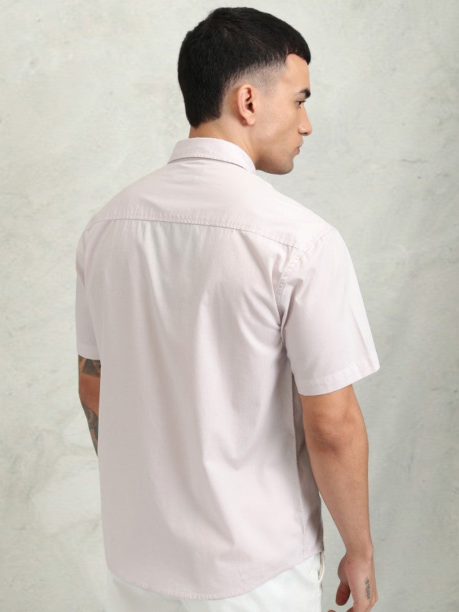 Highlander Men Pink Embroidery Relaxed Fit Casual Shirt - Pink - Image 3