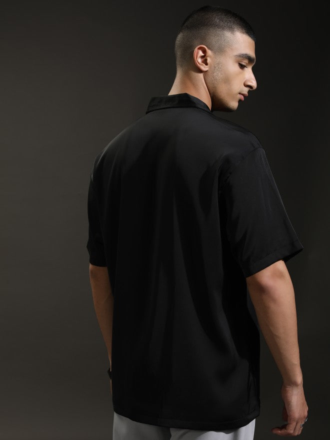 Highlander Men Black Solid Relaxed Fit Casual Shirt - Black - Image 3