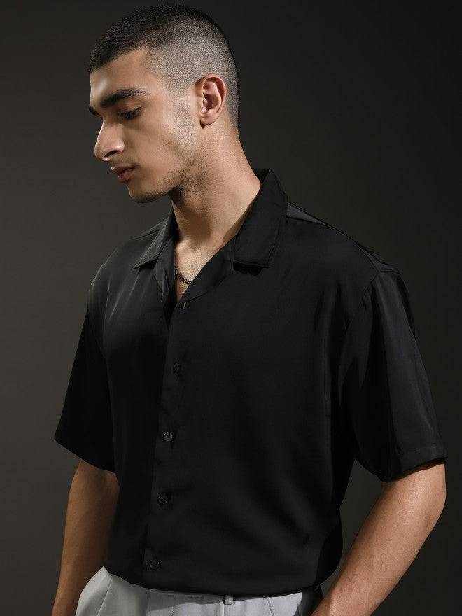 Highlander Men Black Solid Relaxed Fit Casual Shirt - Black - Image 4