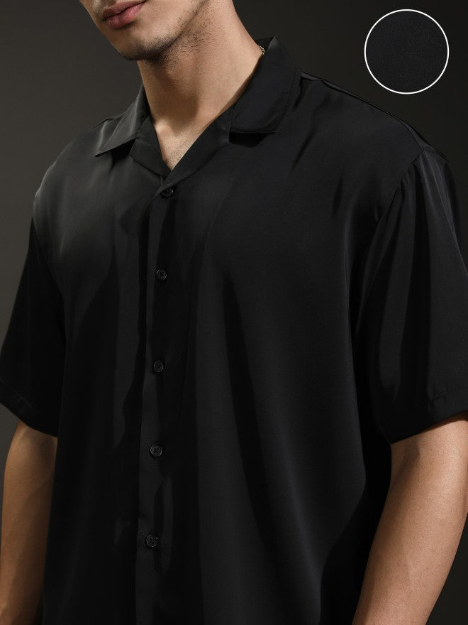 Highlander Men Black Solid Relaxed Fit Casual Shirt - Black - Image 5