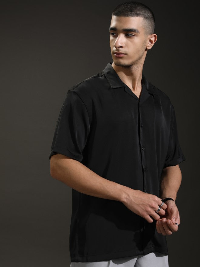 Highlander Men Black Solid Relaxed Fit Casual Shirt - Black - Image 6