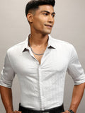 Highlander Men Grey Textured Slim Fit Casual Shirt - Grey - Image 1