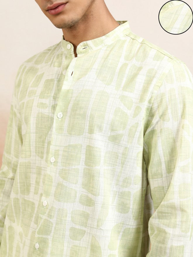 Highlander Men Green Printed Regular Fit Casual Shirt - Green - Image 5