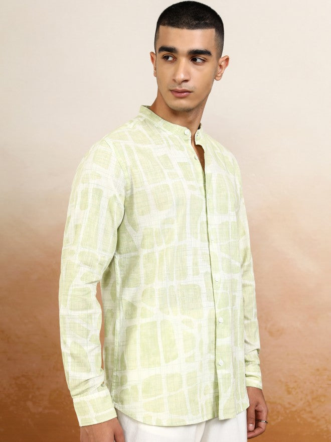 Highlander Men Green Printed Regular Fit Casual Shirt - Green - Image 6