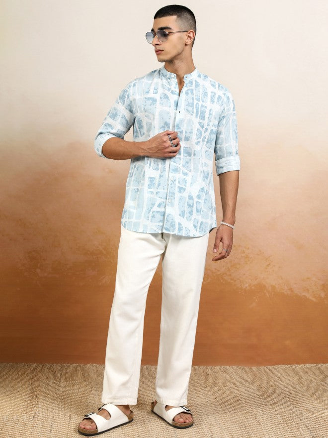 Highlander Men Blue Printed Regular Fit Casual Shirt - Blue - Image 2