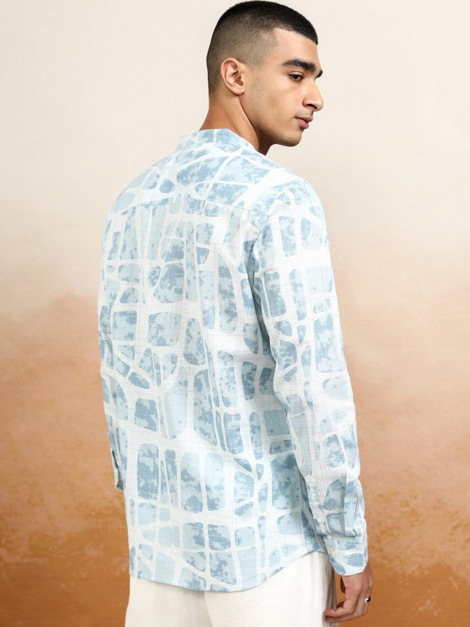 Highlander Men Blue Printed Regular Fit Casual Shirt - Blue - Image 3