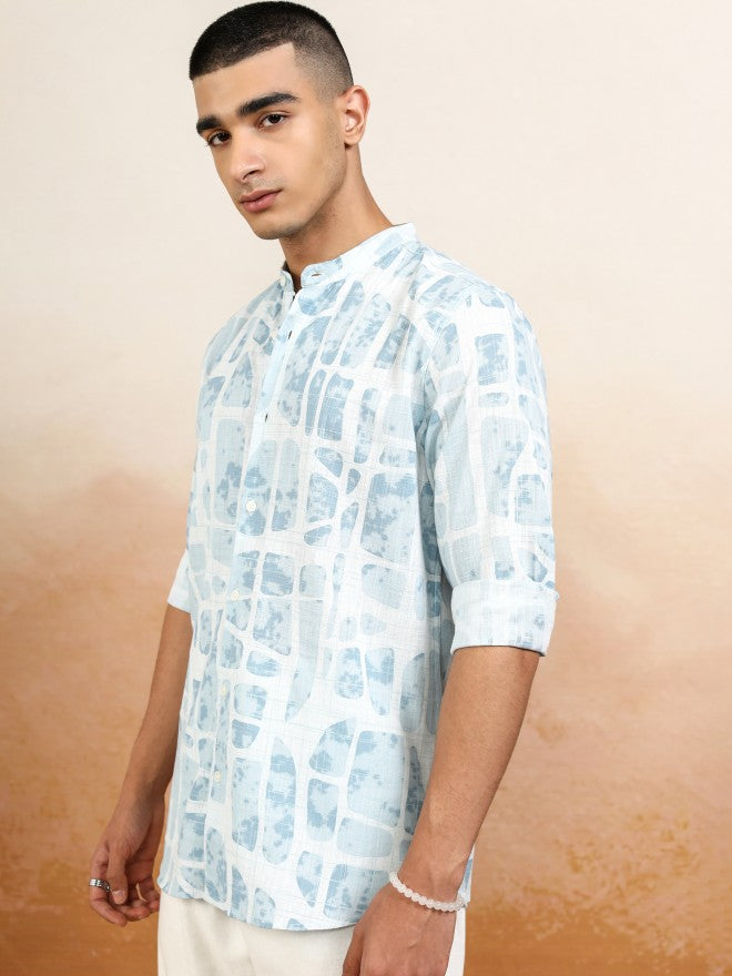 Highlander Men Blue Printed Regular Fit Casual Shirt - Blue - Image 4
