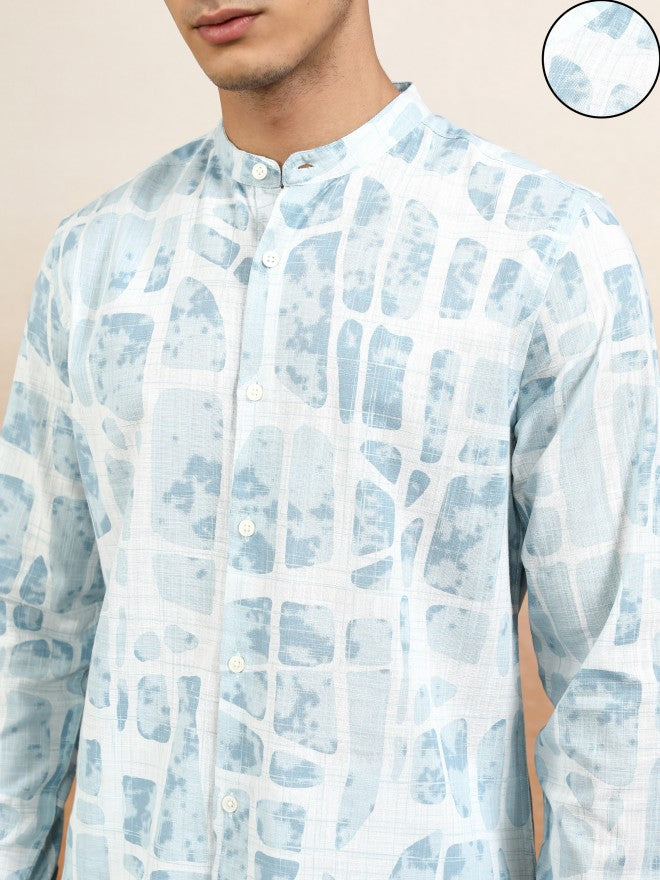 Highlander Men Blue Printed Regular Fit Casual Shirt - Blue - Image 5