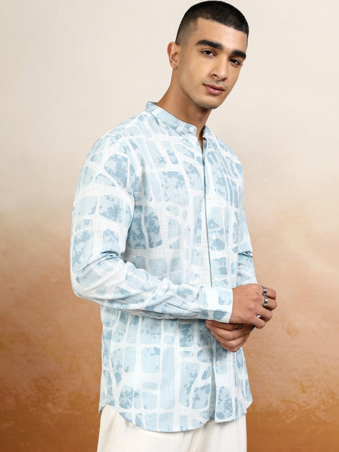 Highlander Men Blue Printed Regular Fit Casual Shirt - Blue - Image 6