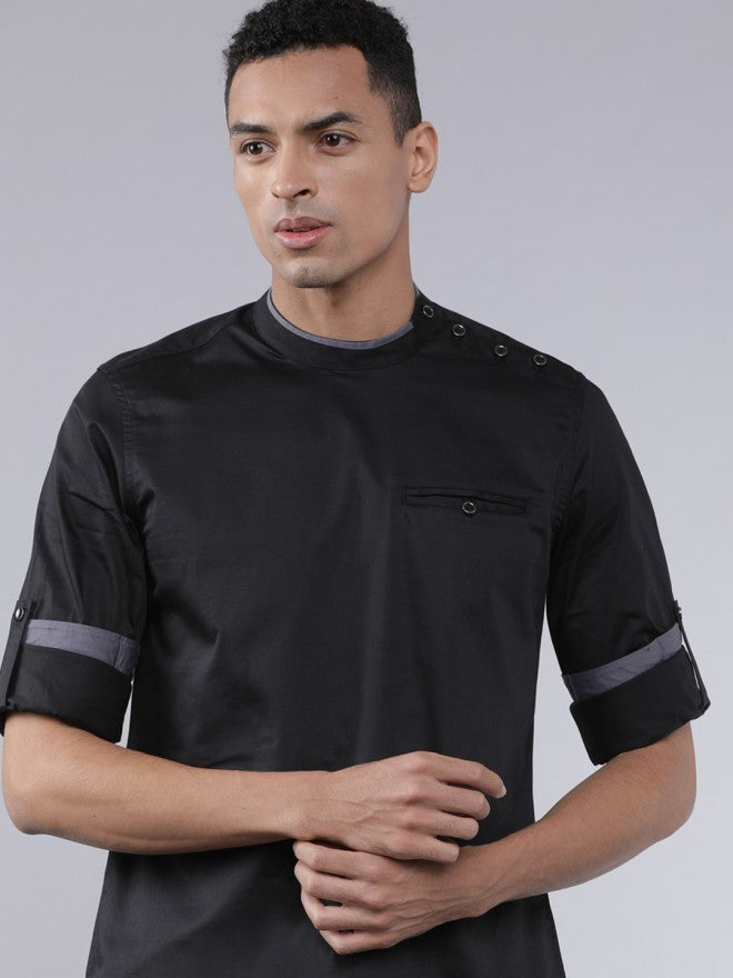 Highlander Men Black Solid Slim Fit Casual Shirt - Black - Image 1