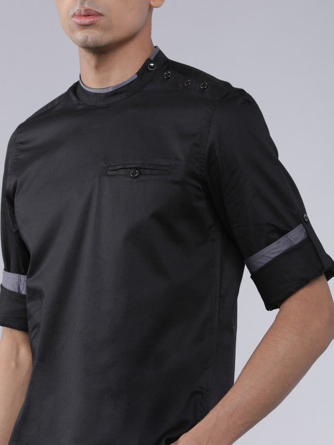 Highlander Men Black Solid Slim Fit Casual Shirt - Black - Image 4