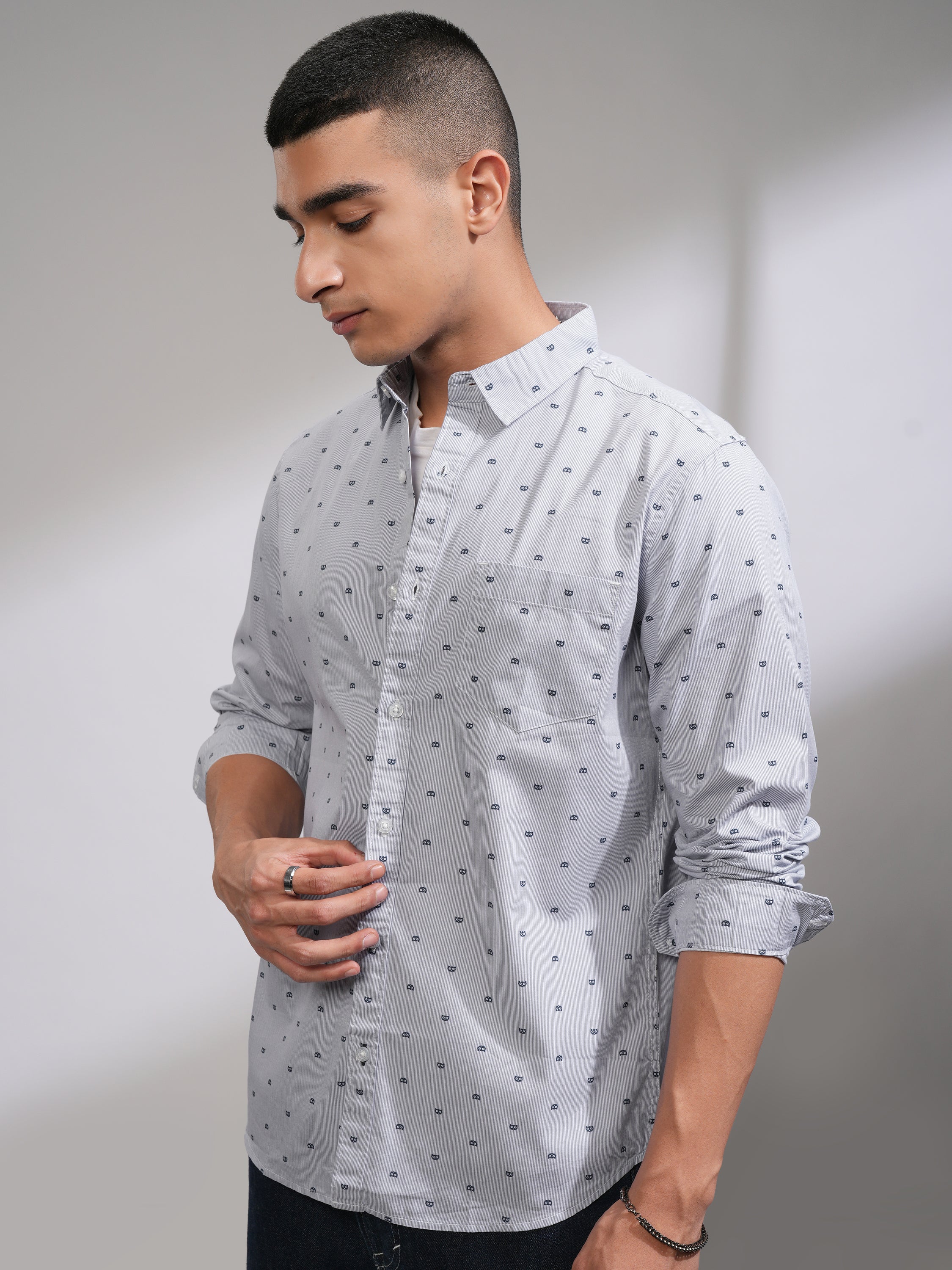 Highlander Men Green Printed Slim Fit Casual Shirt - Green - Image 4