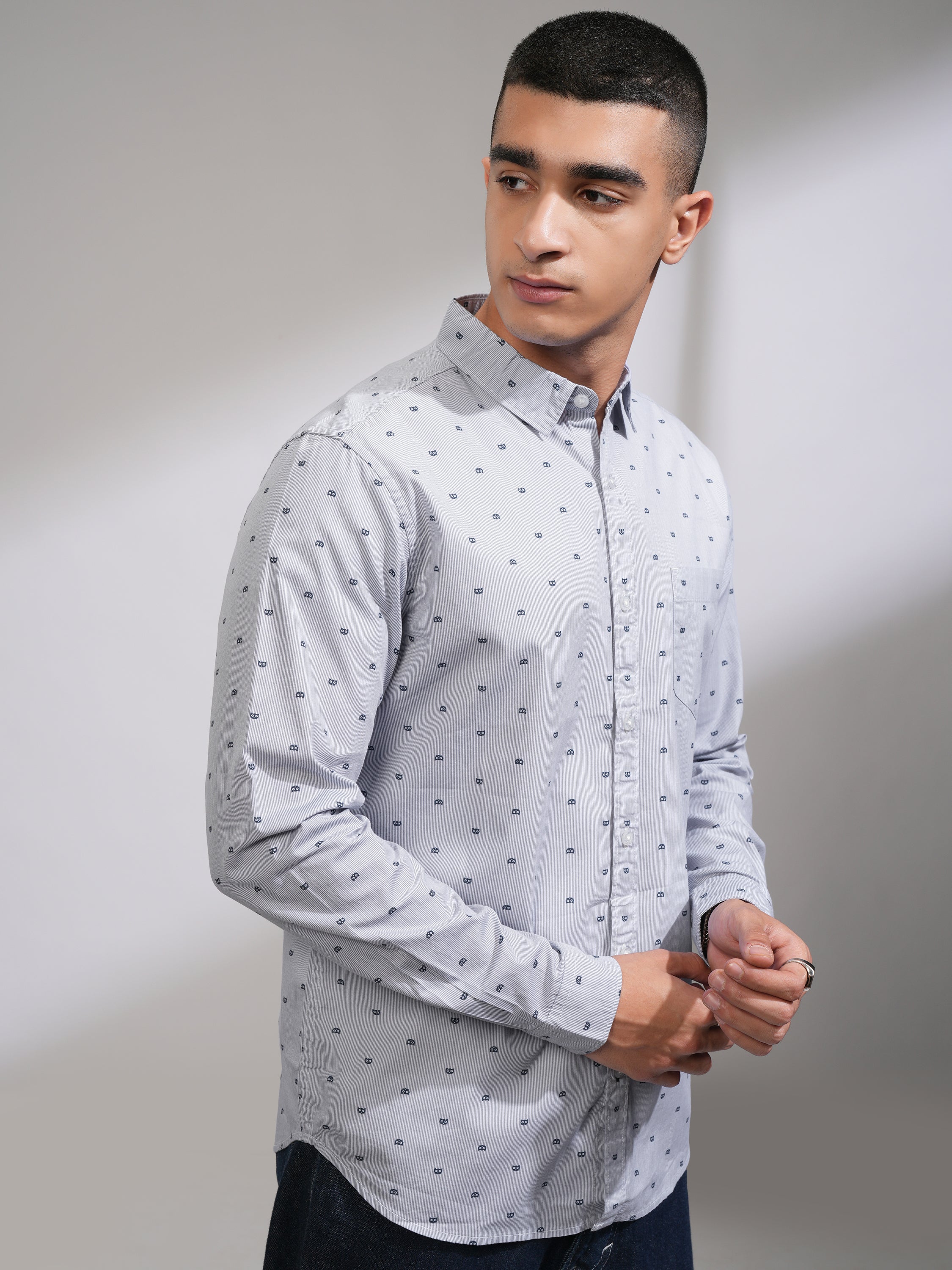 Highlander Men Green Printed Slim Fit Casual Shirt - Green - Image 6