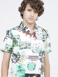 Highlander Men Grey Printed Slim Fit Casual Shirt - Grey - Image 1
