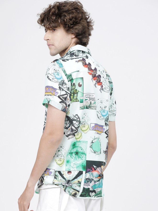 Highlander Men Grey Printed Slim Fit Casual Shirt - Grey - Image 3