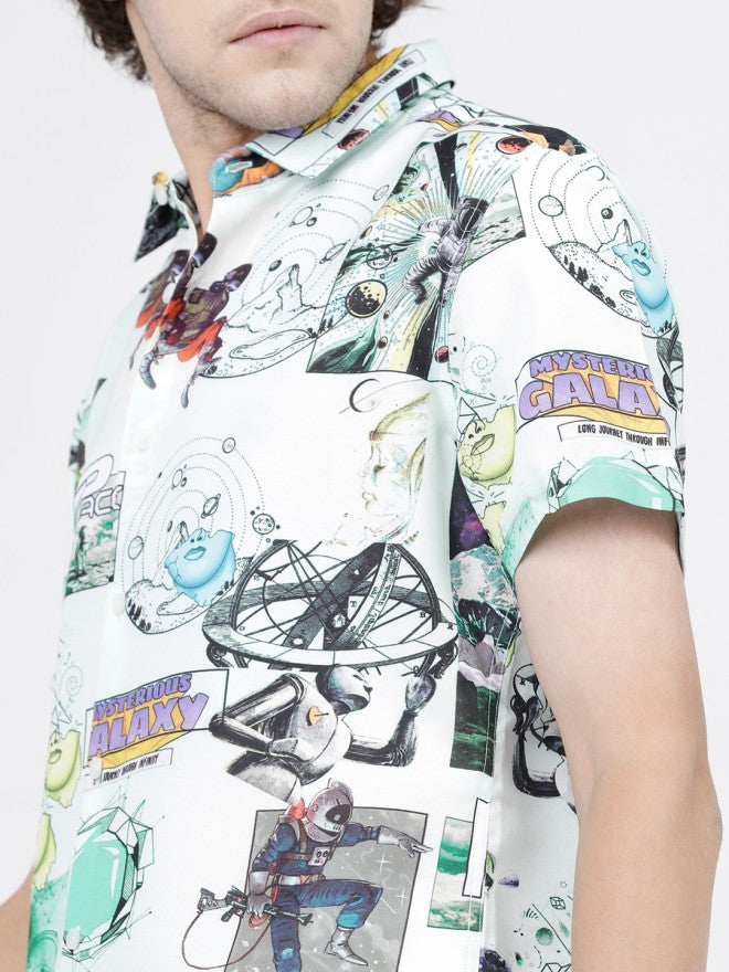 Highlander Men Grey Printed Slim Fit Casual Shirt - Grey - Image 4
