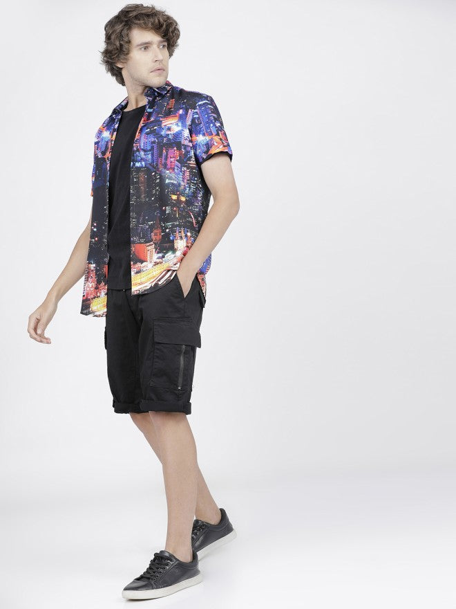 Highlander Men Blue Printed Slim Fit Casual Shirt - Blue - Image 5