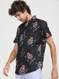 Highlander Men Black Printed Slim Fit Casual Shirt - Black - Image 1