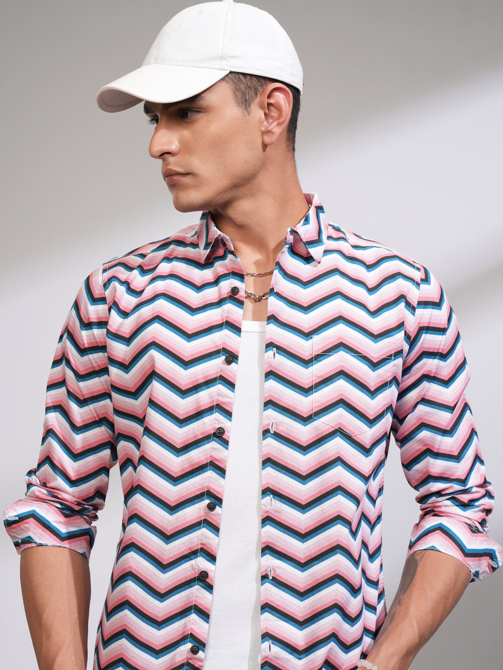 Highlander Men Pink Printed Slim Fit Casual Shirt - Pink - Image 1