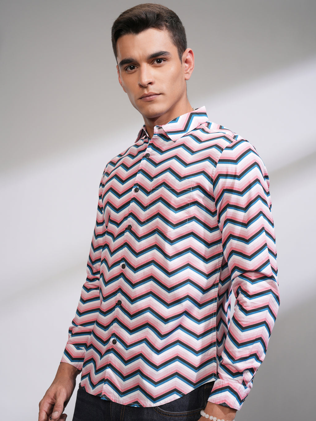 Highlander Men Pink Printed Slim Fit Casual Shirt - Pink - Image 4