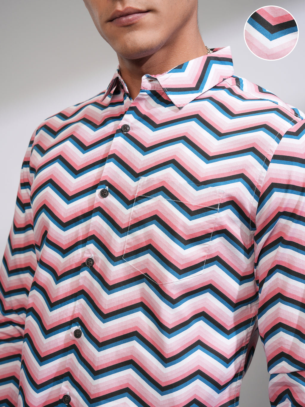 Highlander Men Pink Printed Slim Fit Casual Shirt - Pink - Image 5