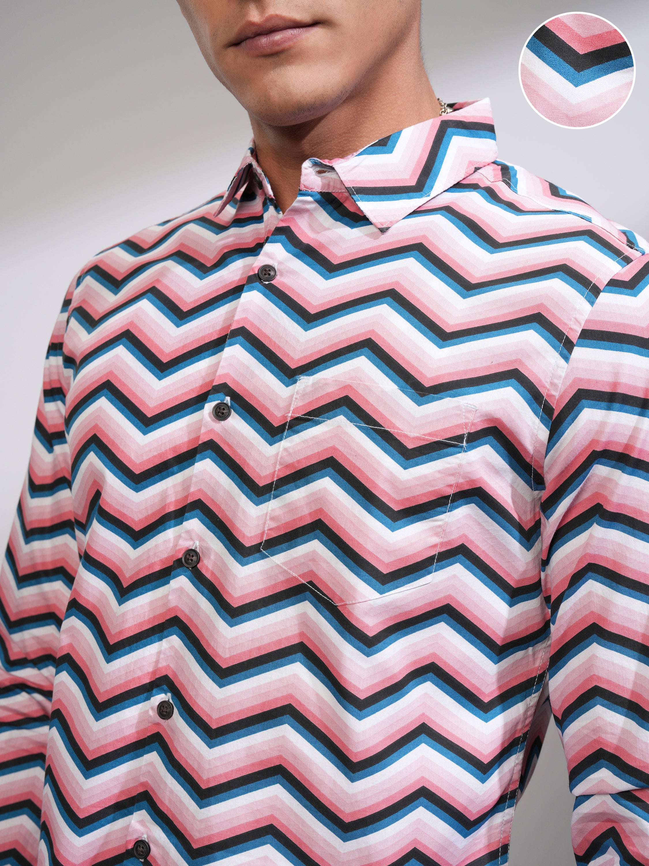 Highlander Men Pink Printed Slim Fit Casual Shirt - Pink - Image 5