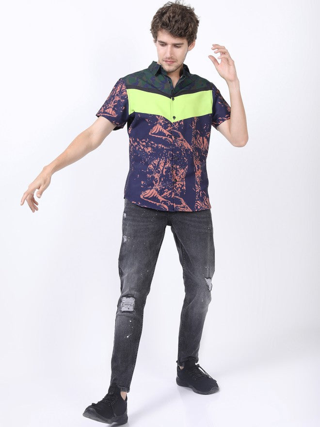 Highlander Men Grey Printed Slim Fit Casual Shirt - Grey - Image 1