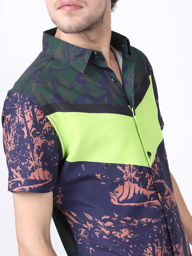 Highlander Men Grey Printed Slim Fit Casual Shirt - Grey - Image 3