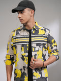 Highlander Men Olive Printed Slim Fit Casual Shirt - Olive - Image 1