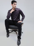 Highlander Men Purple Printed Slim Fit Casual Shirt - Purple - Image 1