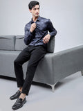 Highlander Men Navy Blue Printed Slim Fit Casual Shirt - Navy Blue - Image 1