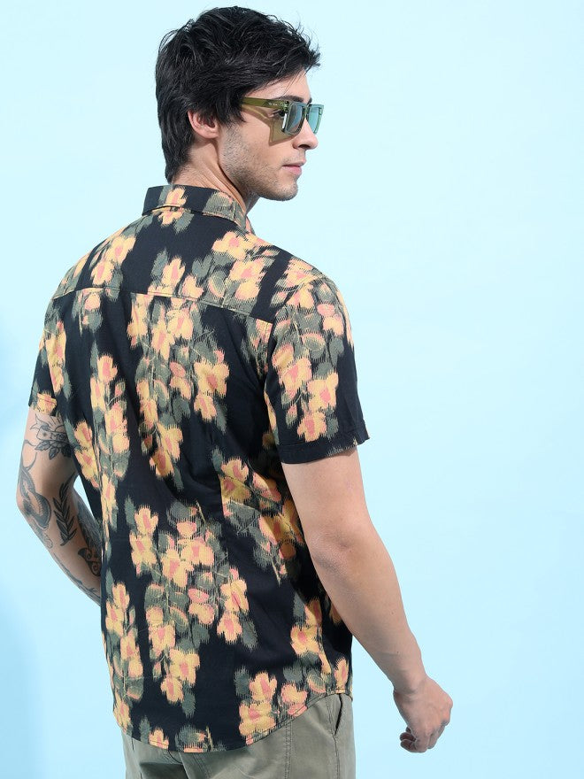 Highlander Men Black Printed Slim Fit Casual Shirt - Black - Image 2